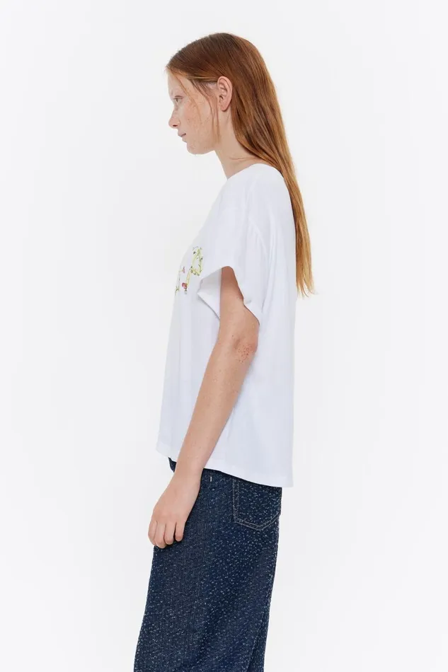 White Boxy Logo Tshirt White Women Bimba Y Lola TShirts White Boxy Logo Tshirt White Women Bimba Y Lola TShirts