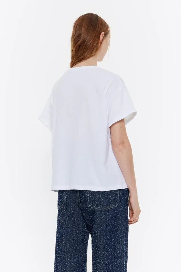 White Boxy Logo Tshirt White Women Bimba Y Lola TShirts White Boxy Logo Tshirt White Women Bimba Y Lola TShirts