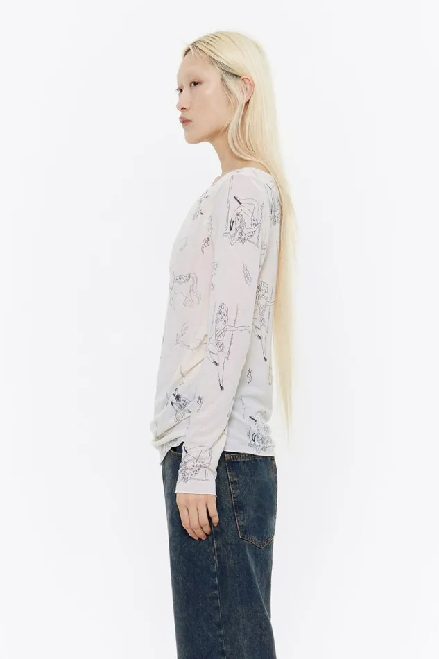 White Circus Wool Neckline Tshirt Circus Off White Women Bimba Y Lola TShirts White Circus Wool Neckline Tshirt Circus Off White Women Bimba Y Lola TShirts