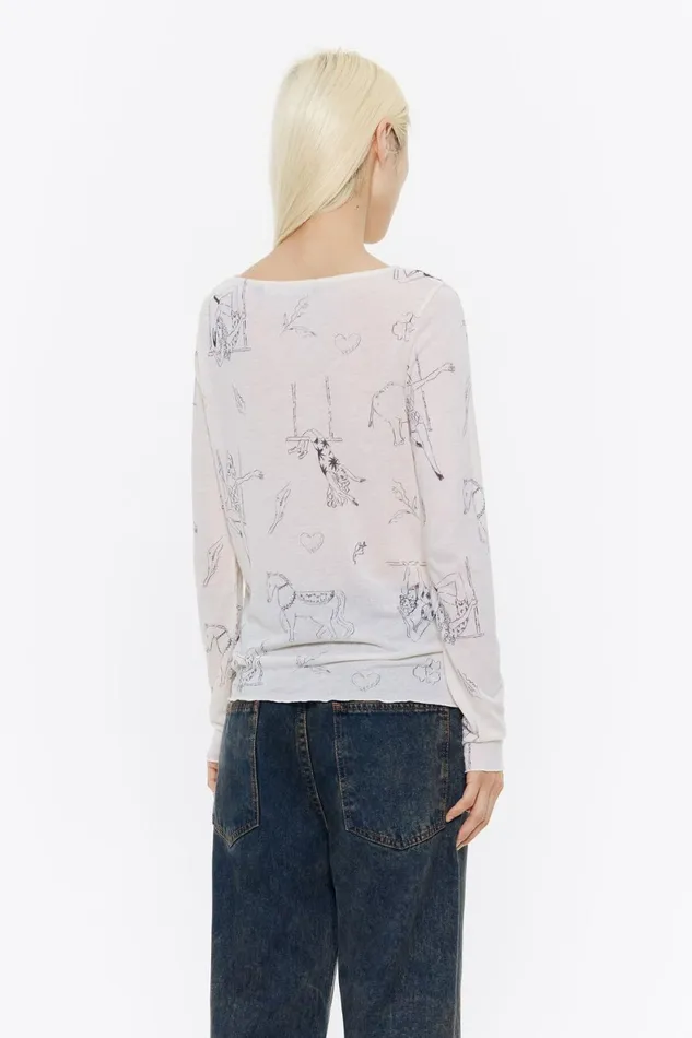 White Circus Wool Neckline Tshirt Circus Off White Women Bimba Y Lola TShirts White Circus Wool Neckline Tshirt Circus Off White Women Bimba Y Lola TShirts