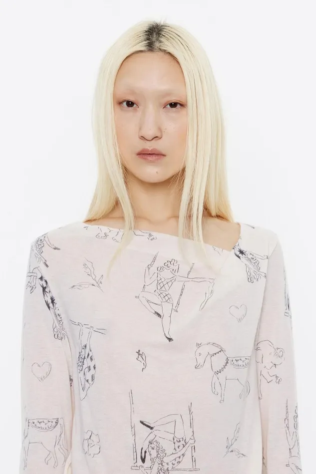 White Circus Wool Neckline Tshirt Circus Off White Women Bimba Y Lola TShirts White Circus Wool Neckline Tshirt Circus Off White Women Bimba Y Lola TShirts