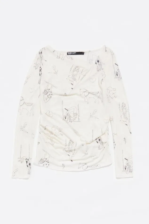 White Circus Wool Neckline Tshirt Circus Off White Women Bimba Y Lola TShirts White Circus Wool Neckline Tshirt Circus Off White Women Bimba Y Lola TShirts