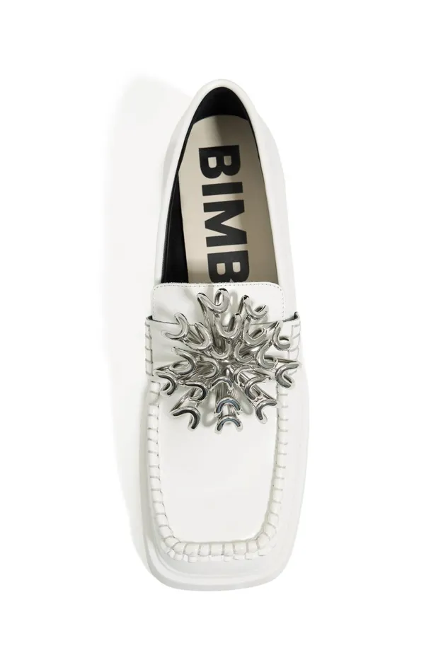 White Shiny Leather Loafer White Women Bimba Y Lola Bimba Y Palomo