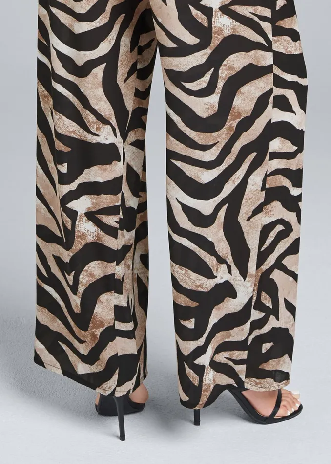 WIDE LEG TIGER PRINT JUMPSUIT Brown Multi Women VENUS Occasion Jumpsuits and Rompers
