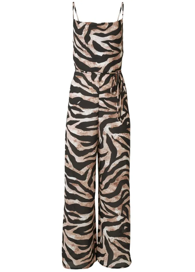 WIDE LEG TIGER PRINT JUMPSUIT Brown Multi Women VENUS Occasion Jumpsuits and Rompers