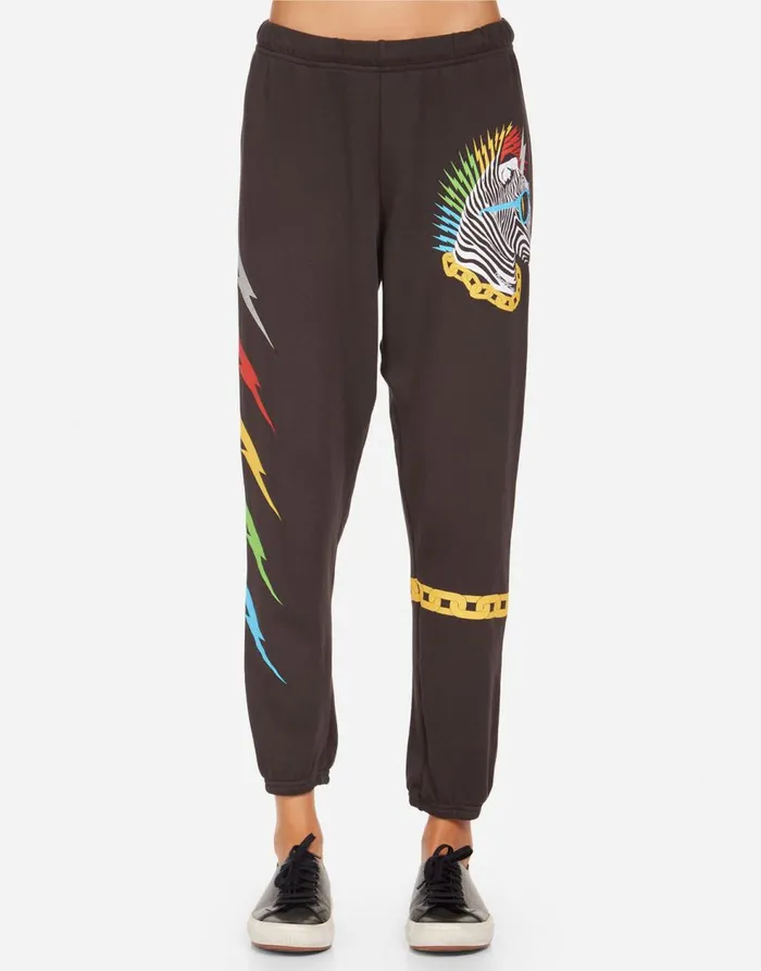 Women039s Alana Lightning Zebra Onyx Lauren Moshi Crop Sweatpants