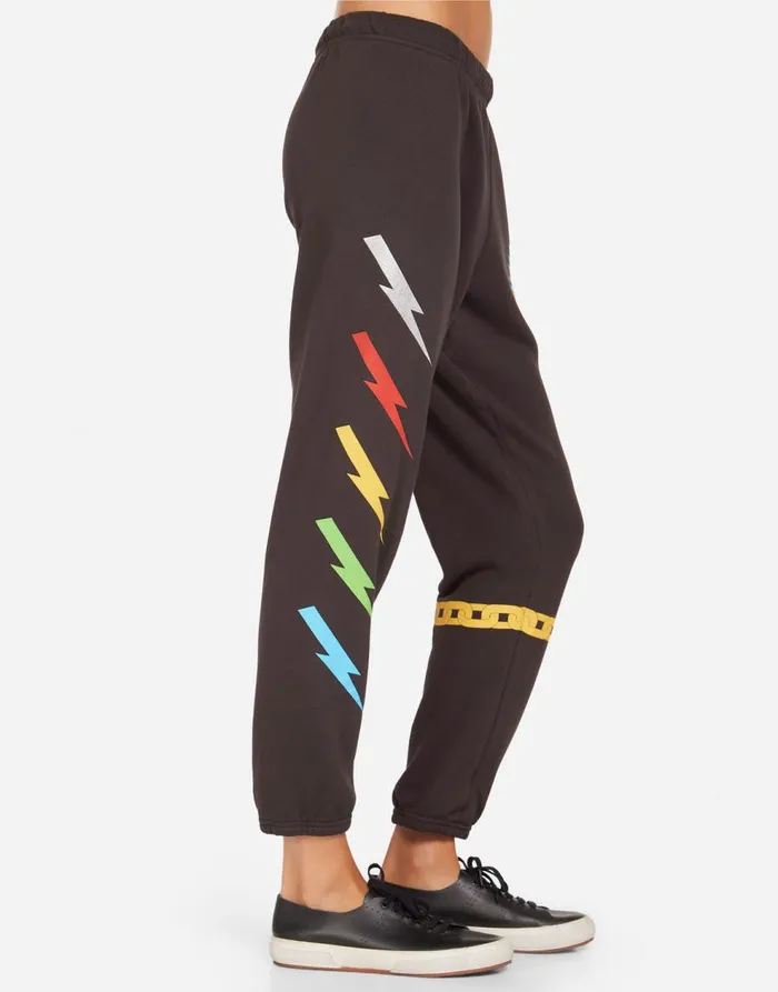Women039s Alana Lightning Zebra Onyx Lauren Moshi Crop Sweatpants