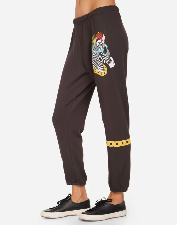 Women039s Alana Lightning Zebra Onyx Lauren Moshi Crop Sweatpants