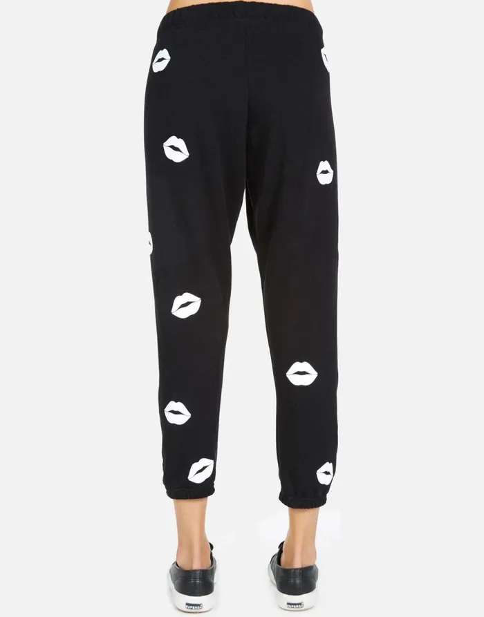 Women039s Alana Mini Kisses Black Lauren Moshi Crop Sweatpants