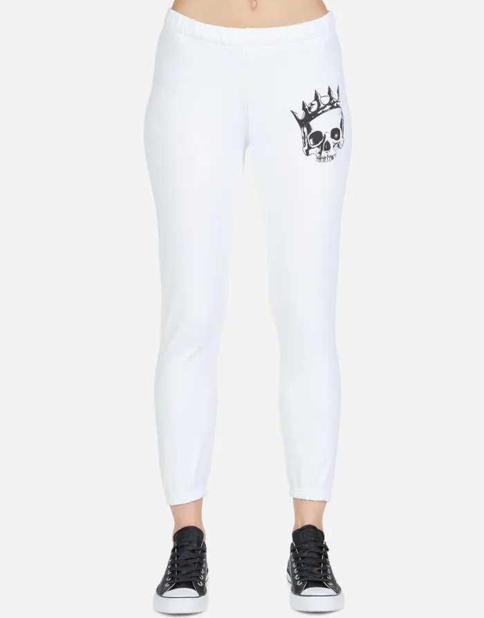 Women039s Alana Royal Skull White Lauren Moshi Crop Sweatpants