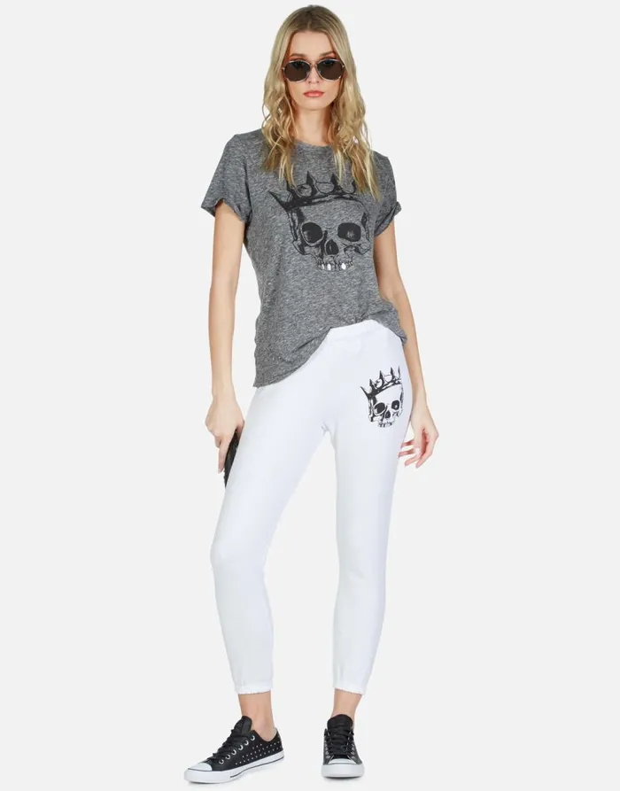 Women039s Alana Royal Skull White Lauren Moshi Crop Sweatpants