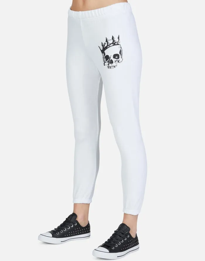 Women039s Alana Royal Skull White Lauren Moshi Crop Sweatpants