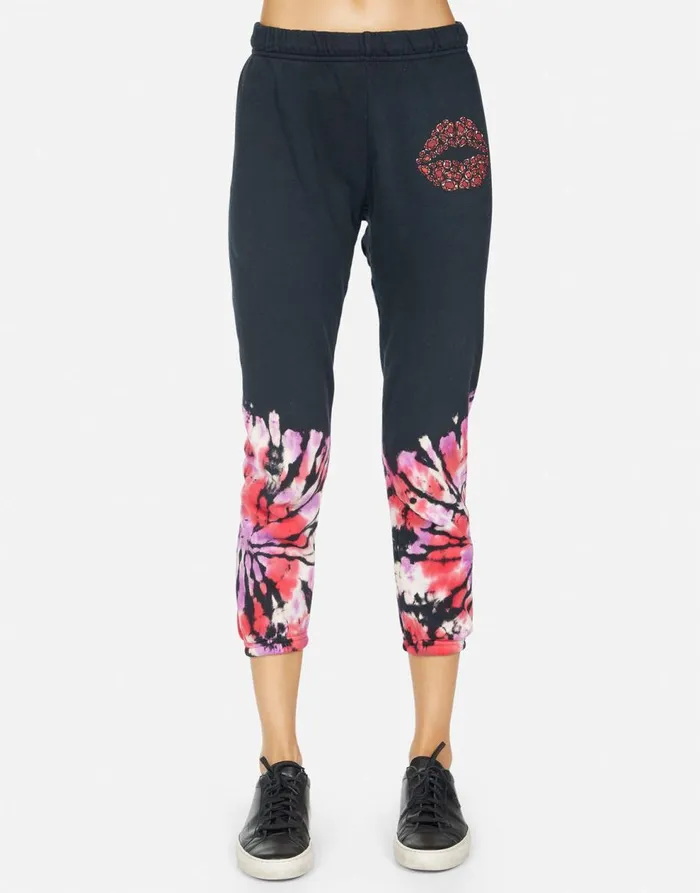Women039s Alana Ruby Lip Onyx Ruby Tie Dye Lauren Moshi Crop Sweatpants