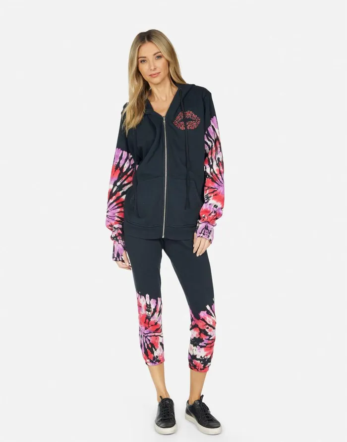 Women039s Alana Ruby Lip Onyx Ruby Tie Dye Lauren Moshi Crop Sweatpants
