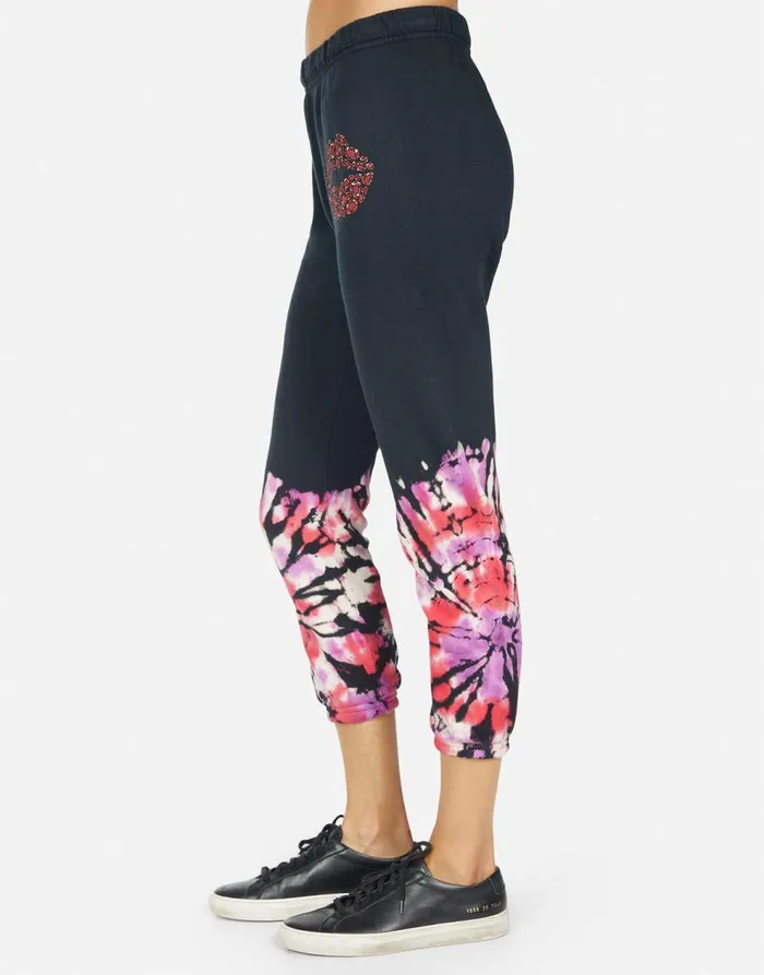 Women039s Alana Ruby Lip Onyx Ruby Tie Dye Lauren Moshi Crop Sweatpants