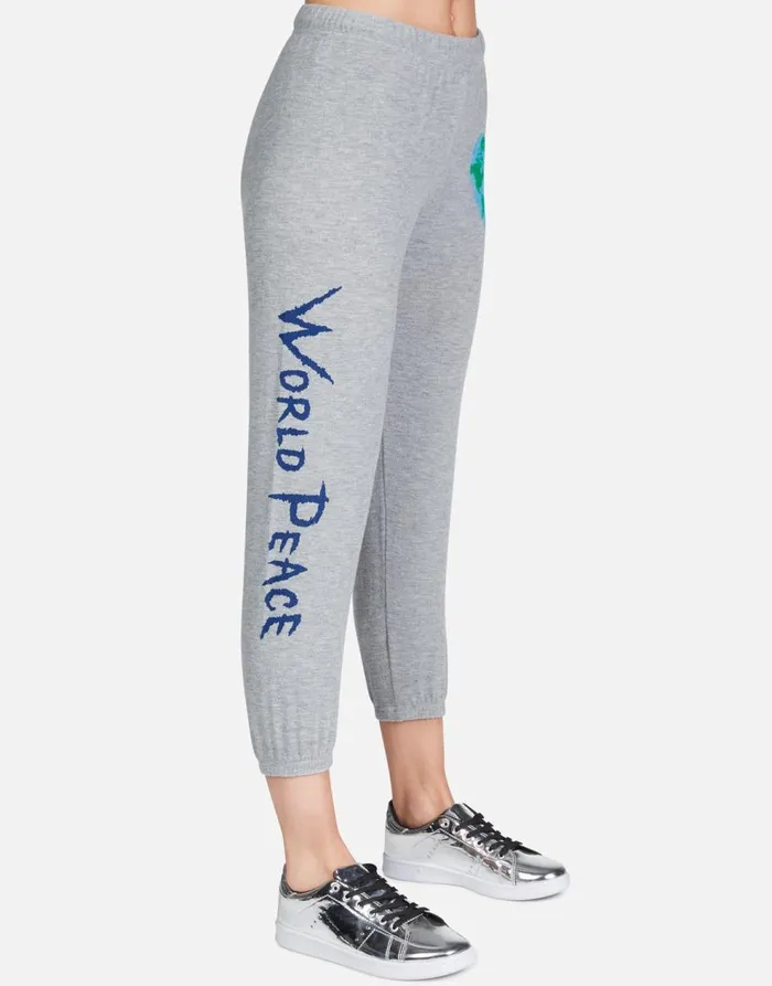 Women039s Alana World Love Heather Grey Lauren Moshi Crop Sweatpants