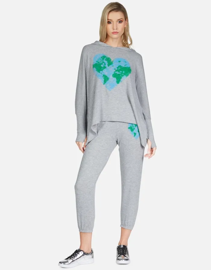 Women039s Alana World Love Heather Grey Lauren Moshi Crop Sweatpants