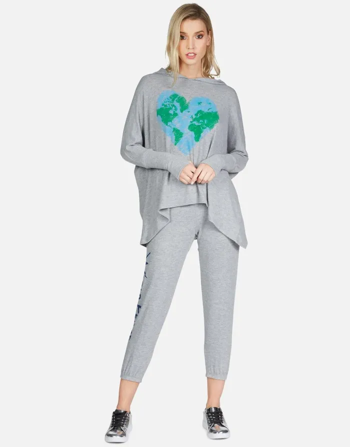 Women039s Alana World Love Heather Grey Lauren Moshi Crop Sweatpants