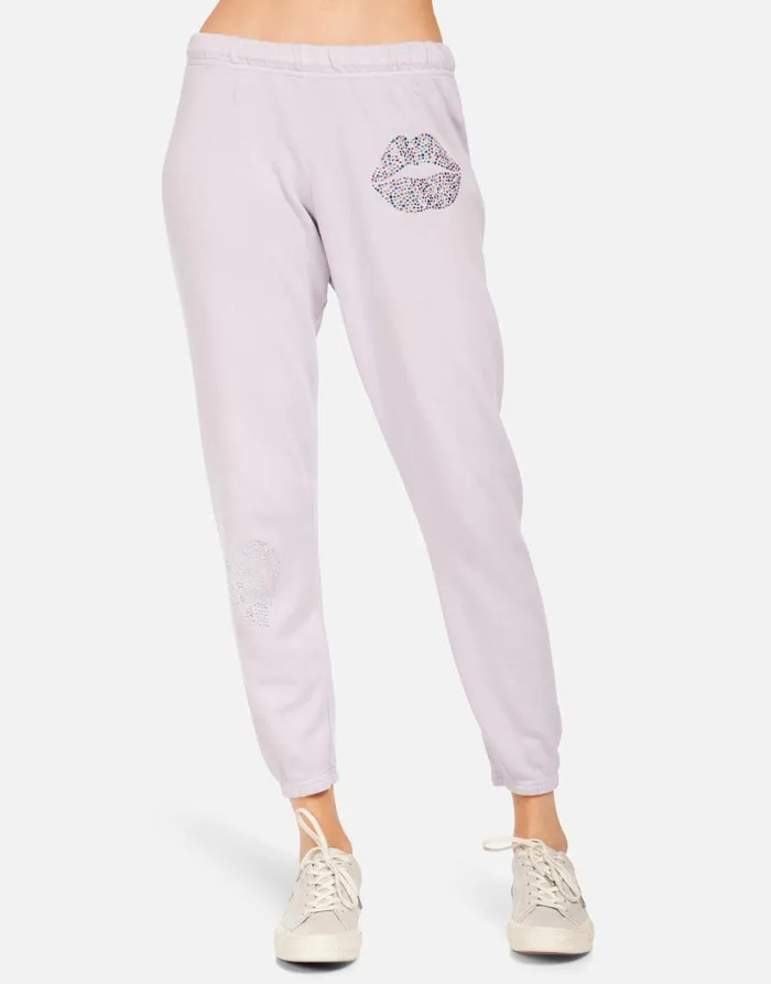 Women039s Alana X Crystal Sprinkle Lip Lavender Lauren Moshi Crop Sweatpants
