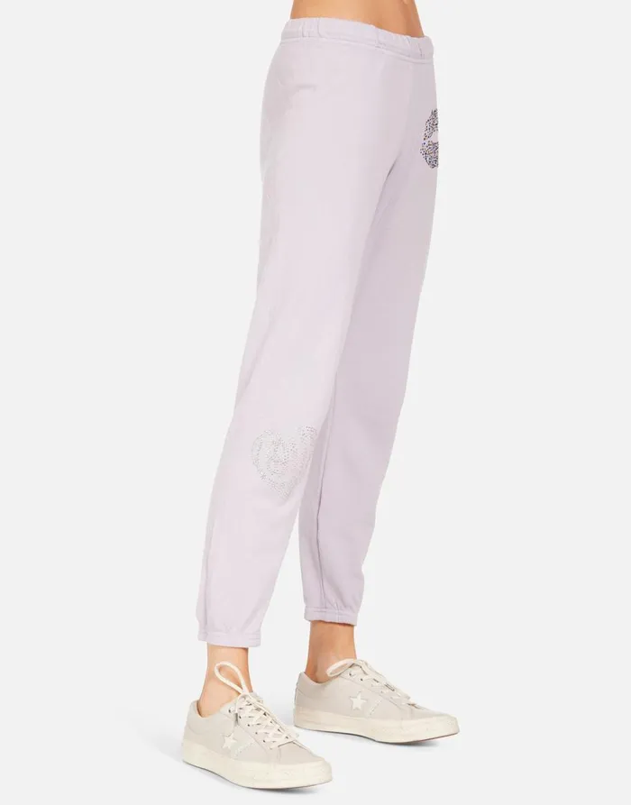 Women039s Alana X Crystal Sprinkle Lip Lavender Lauren Moshi Crop Sweatpants