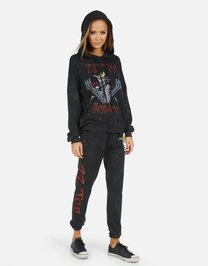 Women039s Alana ZZ Top Onyx Lauren Moshi Crop Sweatpants