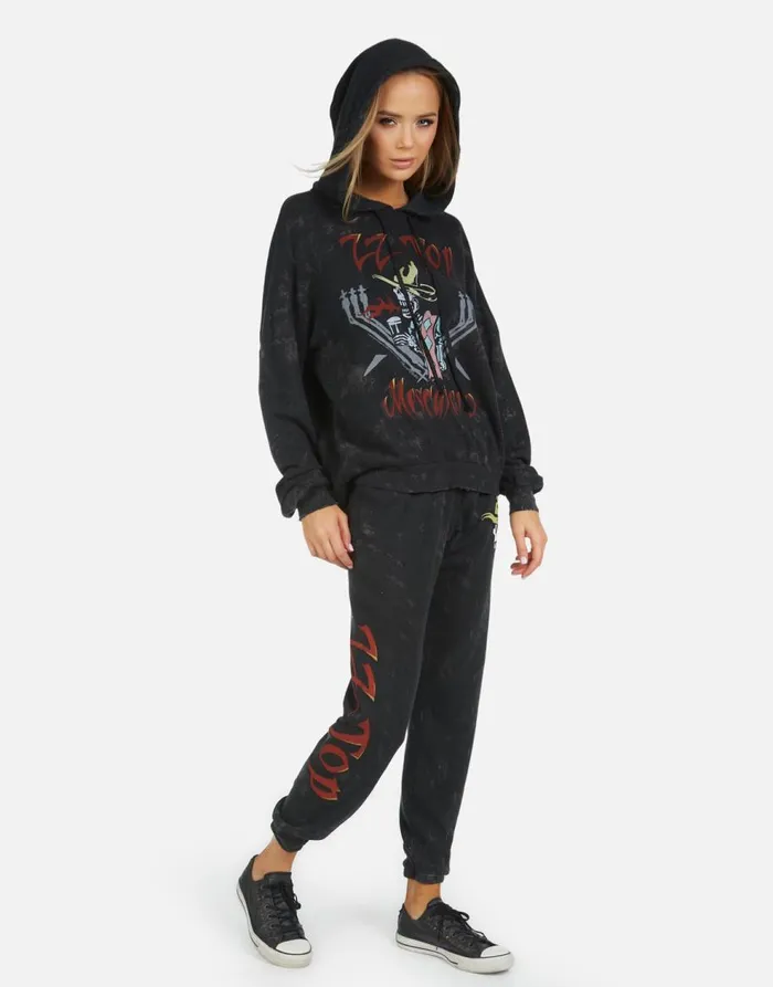 Women039s Alana ZZ Top Onyx Lauren Moshi Crop Sweatpants