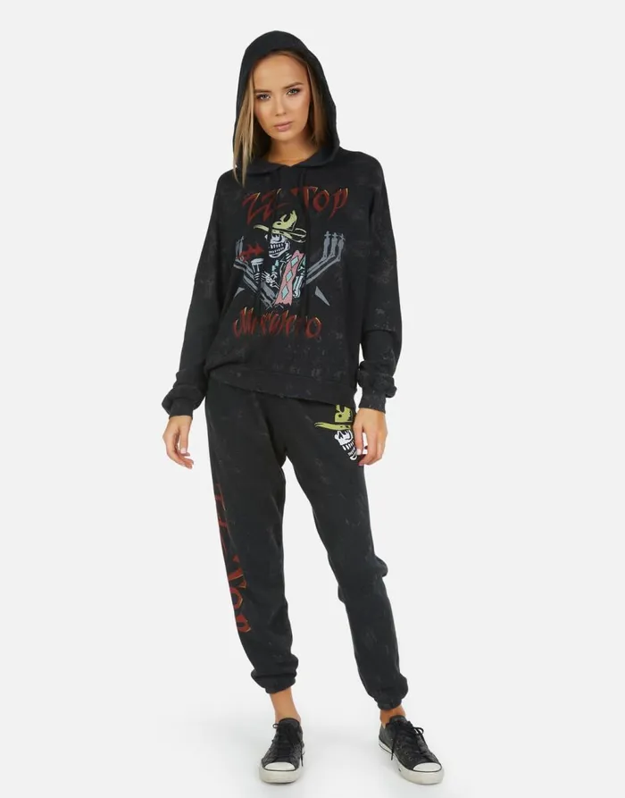 Women039s Alana ZZ Top Onyx Lauren Moshi Crop Sweatpants