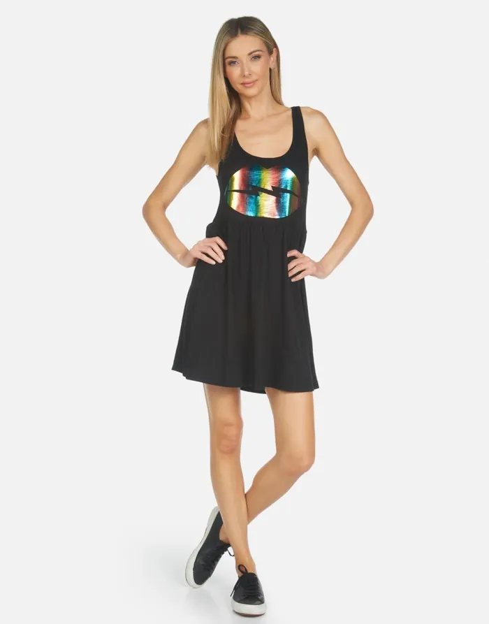 Women039s Alina Rainbow Lightning Lip Black Lauren Moshi Dresses