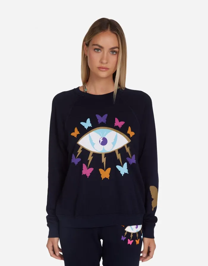Women039s Anela Butterfly Eye Navy Lauren Moshi Long Sleeve