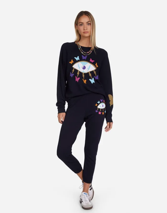 Women039s Anela Butterfly Eye Navy Lauren Moshi Long Sleeve