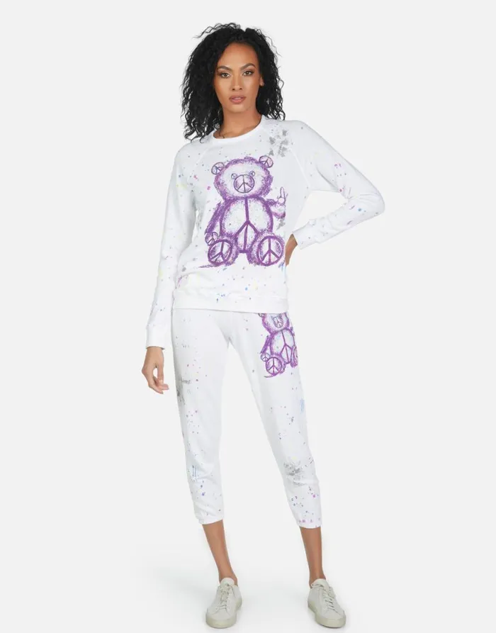 Women039s Annabelle Peace Teddy Punk Stain Lauren Moshi Crop Sweatpants