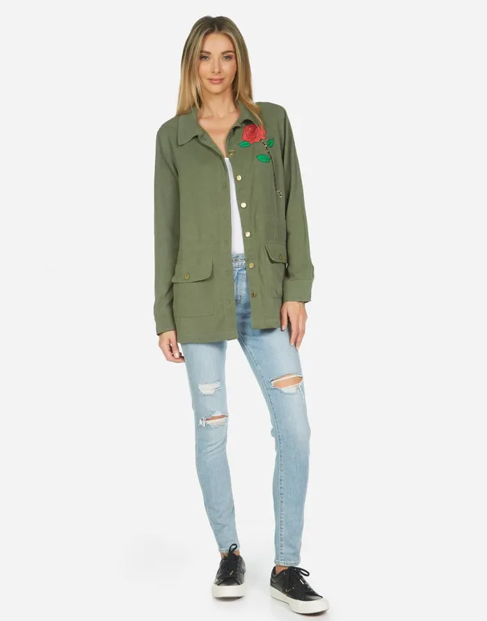 Women039s Ashanti Chain Roses Military Lauren Moshi Jackets
