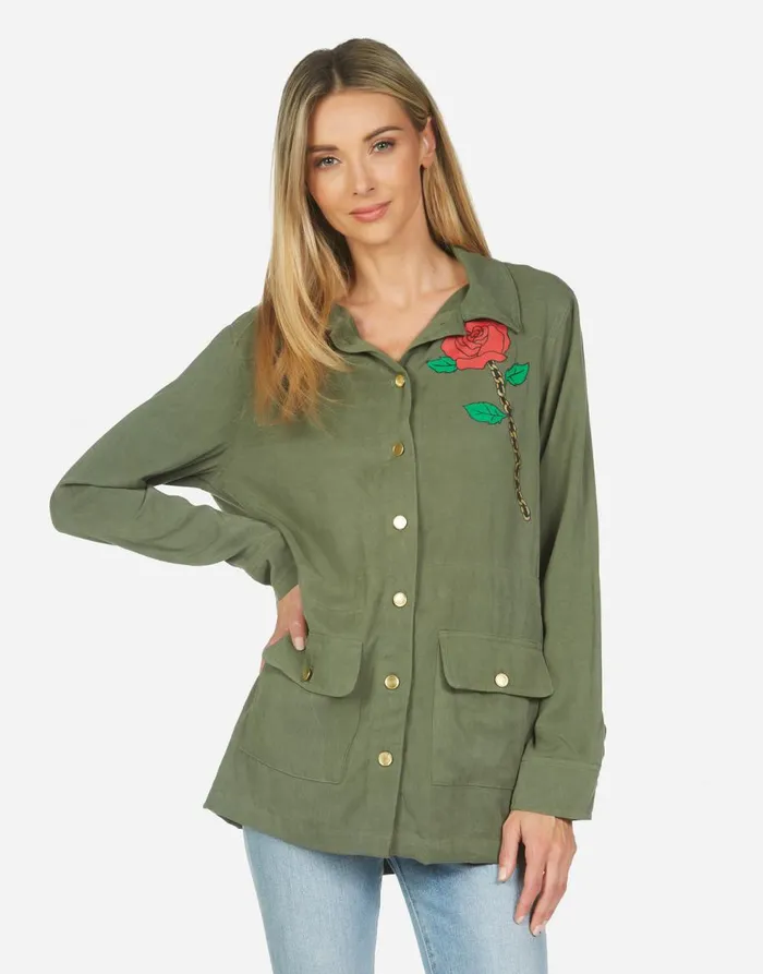Women039s Ashanti Chain Roses Military Lauren Moshi Jackets