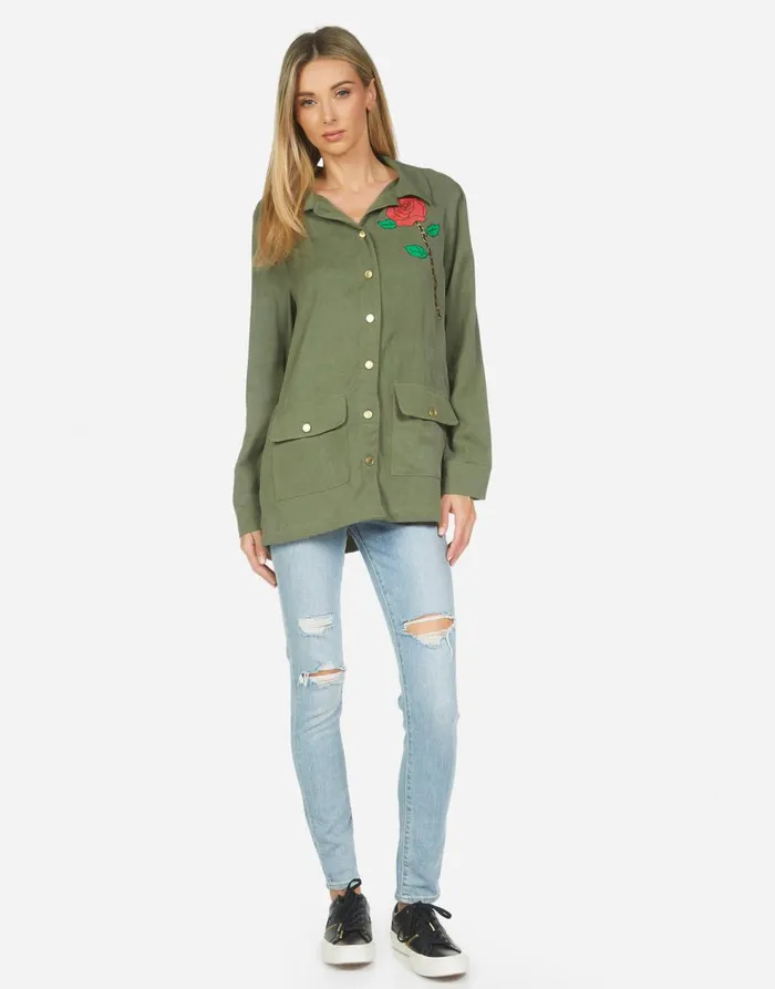 Women039s Ashanti Chain Roses Military Lauren Moshi Jackets