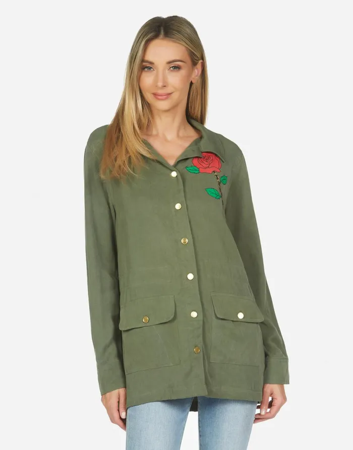 Women039s Ashanti Chain Roses Military Lauren Moshi Jackets