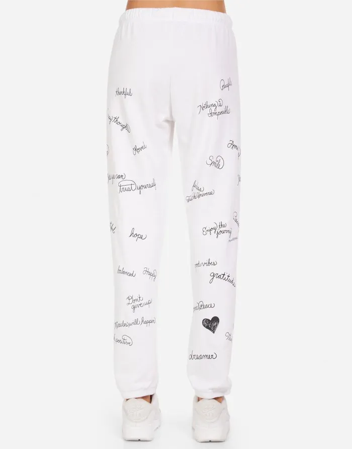 Women039s Brynn Happy Thoughts White Lauren Moshi Long Sweatpants