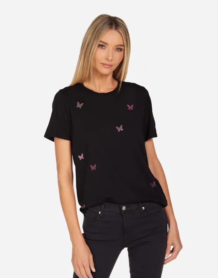 Women039s Croft X Crystal Butterflies Black Lauren Moshi Short Sleeve