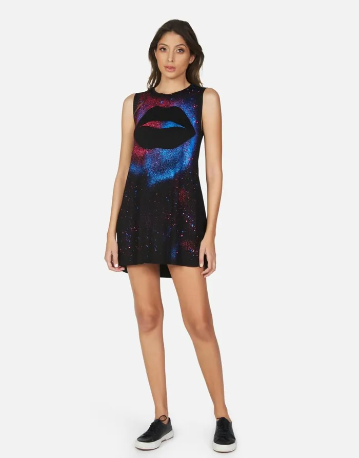 Women039s Deanna Galaxy Lip Black Galaxy Splatter Lauren Moshi Dresses