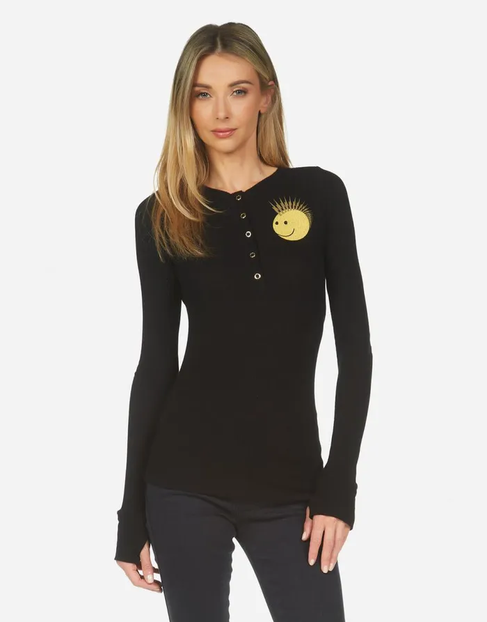 Women039s Diem Punk Happy Eye Black Lauren Moshi Long Sleeve