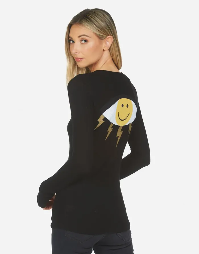 Women039s Diem Punk Happy Eye Black Lauren Moshi Long Sleeve