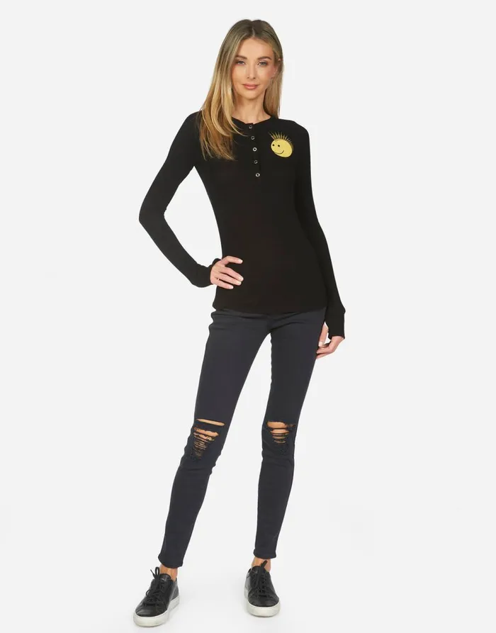 Women039s Diem Punk Happy Eye Black Lauren Moshi Long Sleeve