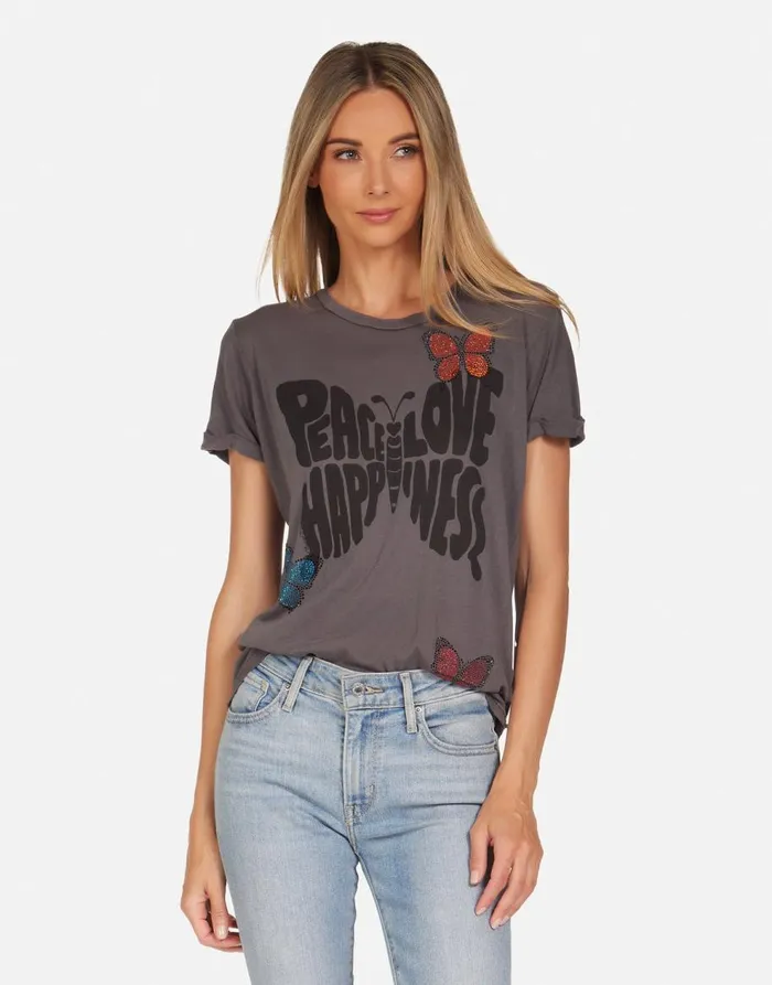 Women039s Edda Crystal Love Butterfly Light Onyx Lauren Moshi Short Sleeve