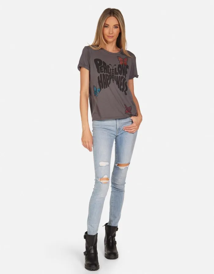 Women039s Edda Crystal Love Butterfly Light Onyx Lauren Moshi Short Sleeve