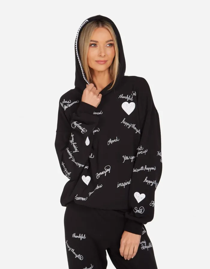 Women039s Harmony Happy Thoughts Black Lauren Moshi Hoodies