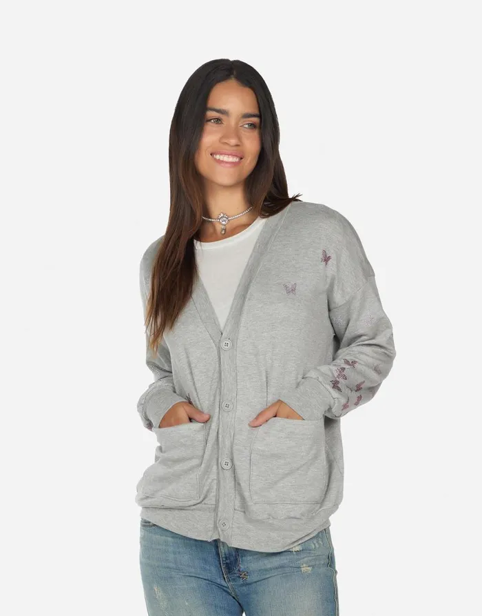 Women039s Jamila Butterfly Lip Heather Grey Lauren Moshi Sweaters and Knits
