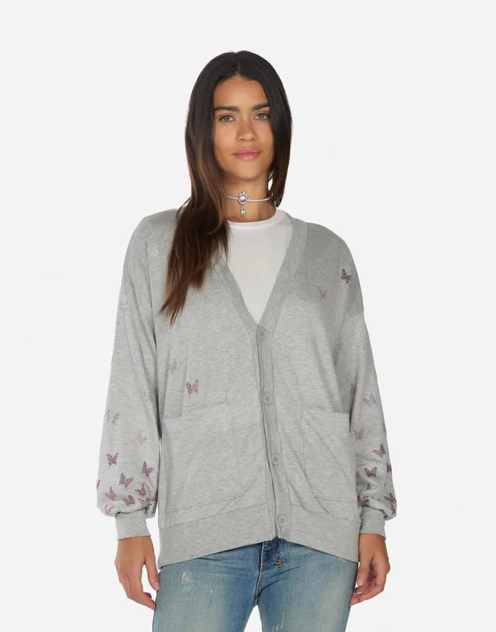 Women039s Jamila Butterfly Lip Heather Grey Lauren Moshi Sweaters and Knits