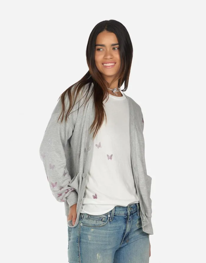 Women039s Jamila Butterfly Lip Heather Grey Lauren Moshi Sweaters and Knits