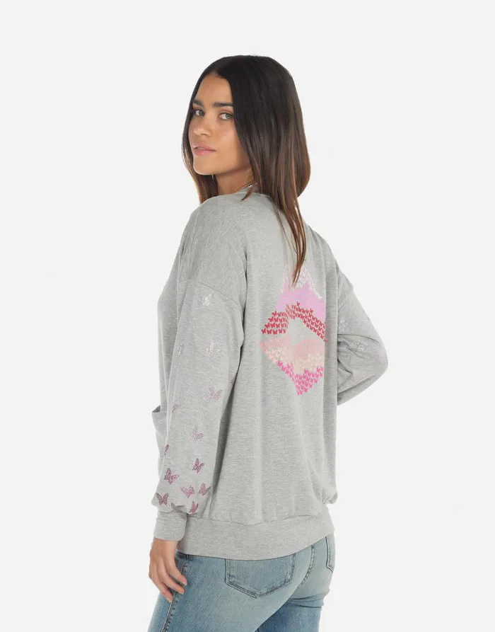 Women039s Jamila Butterfly Lip Heather Grey Lauren Moshi Sweaters and Knits