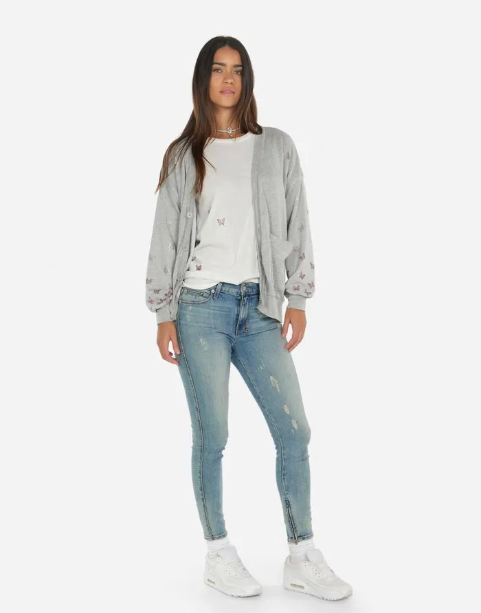 Women039s Jamila Butterfly Lip Heather Grey Lauren Moshi Sweaters and Knits