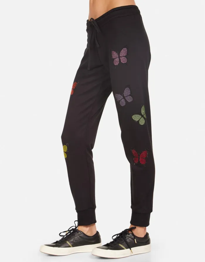 Women039s Jess Crystal Butterfly Black Lauren Moshi Long Sweatpants